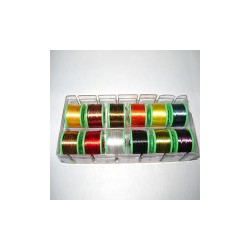 BOITE DE 12 BOBINES SOIE FLOSS MULTICOLORES